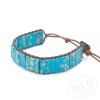 MLD Trading Turquoise Beaded Bracelet w/ Vintage Clasp, Adjustable Leather