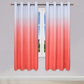 KEQIAOSUOCAI Coral Ombre Curtains for Bedroom Living Room Set of 2 Curtain Panels Gradient Color Thermal Insulated Grommet Window Drapes 52x72 inch 2 Panels