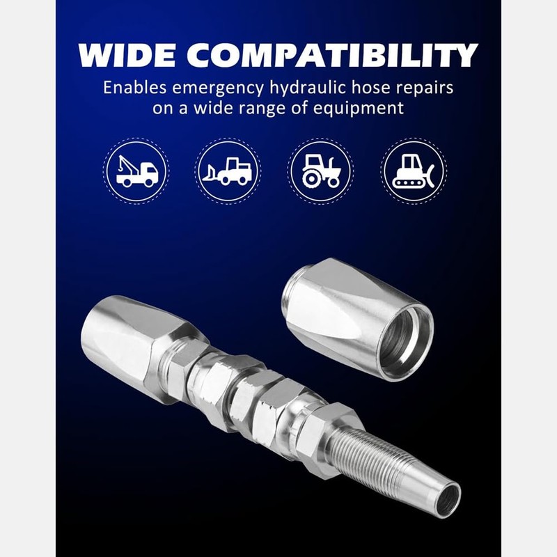 Comphic 2pcs Hydraulic Hose Repair Kit, Reusable, 2-Wire Reusable Hydraulic