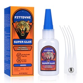 Super Glue Clear 30 g(1.06 oz.), Strong Fast Drying Waterproof Liquid Adhesive for Plastic, Metal, Wood, Rubber, Ceramic, Leather Repair,Rhinestone Jewelry, DIY Crafts