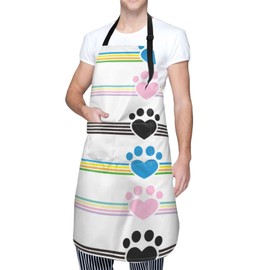 Wisedeal Dog Animal Paw Waterproof Bib Apron with 2 Pockets, Adjustable Kitchen Chef Apron for Men Women Cooking Grooming Bbq