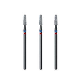 STALEKS PRO by Natury Nails Set of 3 Diamond Cutters Duo Cone Red Blue 2.5 x 8 mm Cuticle Manicure Pedicure Cone Shape (Soft/Medium Grit)