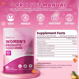 Vaginal Probiotics Gummies for Women, Feminine Balance pH Gummies for Healthy Odor, Yeast Balance & Flora + Vitamin C for Immune Support -Pineapple 90 Count