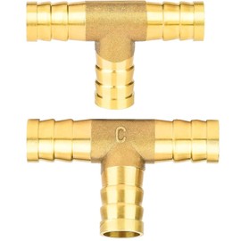 nutmanel T-Hose Connector Brass 10 mm Compressed Air Hose Connector 3-Way T-Piece for Compressed Air Hose Pack of 2