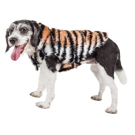 Pet Life Luxe 'Tigerbone' Glamourous Tiger Patterned Mink Fur Dog Coat Jacket
