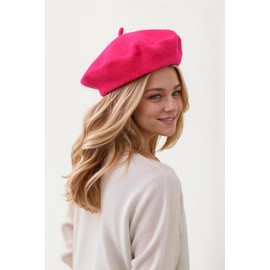 EGANO Wool Beret - Classic French Beret Hats for Women - Stylish and Timeless Fashion Accessory for Every Wardrobe Hotpink