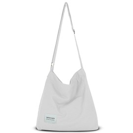 YOUR COZY Women's Retro Large Size Cotton Shoulder Bag Hobo Crossbody Handbag Casual Tote For Shopping and Travel (White)