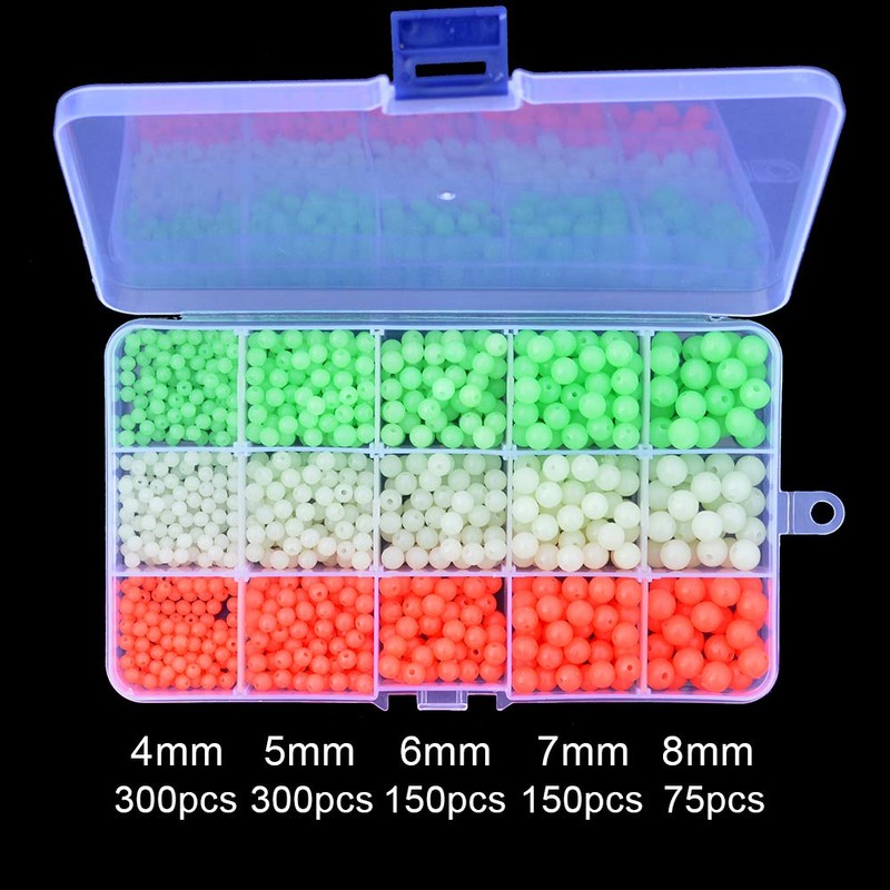 975pcs Assorted Plastic Round Fishing Beads Buffer Beads for Fishing