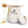 Young's Inc. Ceramic Honey Jar with Wooden Honey Dipper -