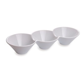 13.4 x 4.9 x 2.3 Inch Triple Dip Bowls, 1 Microwave-Safe Condiment Server - 3 Compartments, Microwave-Safe, White Porcelain Dip Tray, Dishwasher-safe, For Snacks, Relish, Condiments, Or Toppings