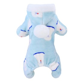 Izefia Dog Sweater Dog Clothes Fleece Dog Woolen Sweater Winter Warm Sweat Shirt 4 Legs Jumpsuit Pajamas with Snowball Cap Sweater for Small Dog Medium Dog Cat Blue L