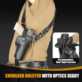Shoulder Holster for Concealed Carry, Yigerlee Adjustable Vertical Gun Holster Quick Draw with Optic Cut,Made from Soft Microfiber Leather, Fits 1911, Glock 17/19, Beretta 92FS and More Pistol