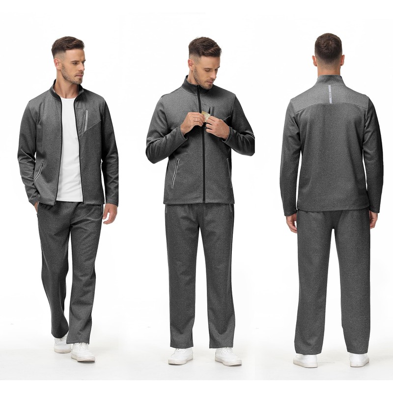 MoFiz Mens Activewear Full Zip Sweatsuit Long Sleeve Warm Sports