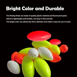 ASHATA 100 Pieces Fishing Bobbers, Fishing Rig Floats, Eye Catching Oval Slip Bobbers Floats for Fishing (Yellow)