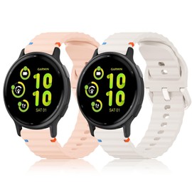Vancle 2 Pack Silicone Band Compatible with Coros Pace 2 Watch Band/Coros Apex (42mm)/APEX 2, 20mm Quick Release Strap Breathable Wristband for Women Men (PinkSand/Starlight)