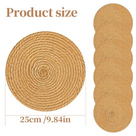 Round Woven Placemats Set of 6, 25 cm Natural Placemat Cattail Rattan