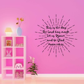 Family This is The Day The Lord Has Made Empowering Quote Wall Decal Decoration Psalm 118:24 Bible Verse Sun Rays Sun Shine Design Lasts Years and Easily Removable - Size: 10 in(W) x 10 in(H)