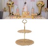 2 Tier Rattan Serving Standing Trays Round Woven Bread Fruit