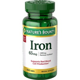 Nature’S Bounty Iron 65Mg, 325 Mg Ferrous Sulfate, Cellular Energy Support, Prom