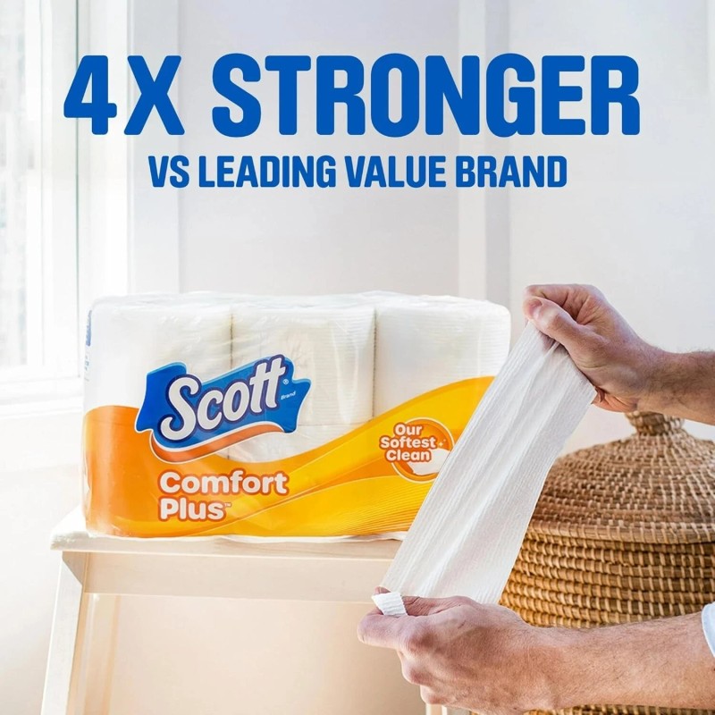 "Brand": "Scott" Scott ComfortPlus Toilet Paper 12 Double Rolls Septic-Safe