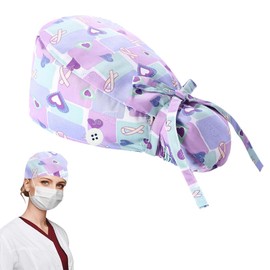 AUEFUDQ Scrubbing Cap Printed Full Turban Hat Adjustable Full Hair Cover Unisex Doctor Cap with Sweatband for Beauty Worker Body Care Needs