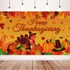 Happy Thanksgiving Photo Backdrop, Fall Maple Leaves Turkey Pumpkin Themed