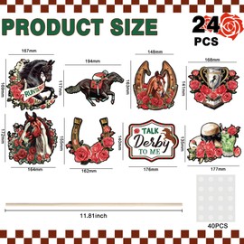Relaxgiant 24 Pcs Derby Day Decorations Horse Racing Party Centerpiece Sticks for Kentucky Table Derby Horse Sticks Supplies