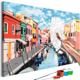 murando - Painting by Numbers Architecture River Italy 60 x 40 cm Painting Set with Wooden Frame on Canvas for Adults Children Painting Hand-Painted Kit DIY Gift Decoration n-A-1062-d-a