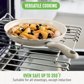 GreenLife Soft Grip 8-Piece Cookware Set, Healthy Ceramic Nonstick Pots, Frying & Sauce Pans, PFAS & PFOA Free, Dishwasher Safe, Even Heating, Versatile Kitchen Essentials, Cream