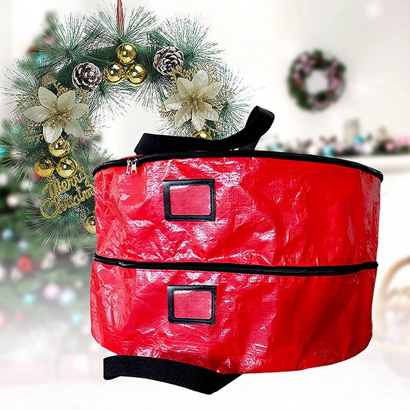 Double Layer Christmas Wreath Storage Bag Large Capacity Wreath Storage
