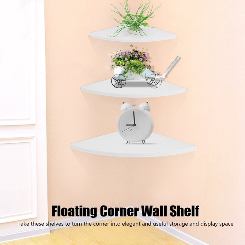 xuuyuu Corner Wall Shelves 3 Pieces Fan Shelf Wall Shelf