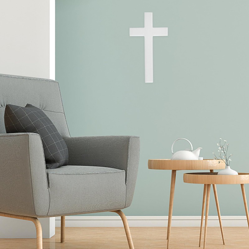 DEARMAMY Wall Wooden Cross White Cross Wall Hanging Church Wall