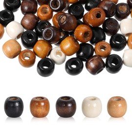 200 Pcs Hair Beads,Natural Wooden Beads,5 Color Loose Bead,Natural Wood Hairs Bead,for Crafting,DIY,Necklaces,Hair Braid,Macrame Accessories,Jewelry Craft (11-12 mm, Hole: 4-5 mm)