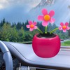 Solar Powered Dancing Flower Car Decor - Rose Red Bobblehead