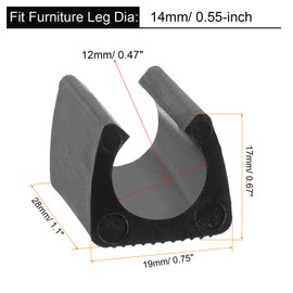 sourcing map 24Pack Rectangle Shaped Non-Slip Chair Legs Tips, Fitting 12mm Metal Tube Legs - Plastic Furniture Protector Feet Glides for Hardwood Floors, Black
