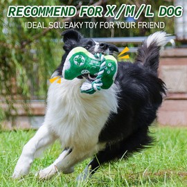 MTERSN Squeaky Dog Toys : Interactive Dog Plush Toy with Full Crinkle Paper and Cute Puppy Chew Toys with Rope - Funny Gaming Controller Shape Dog Birthday Gift (Green)