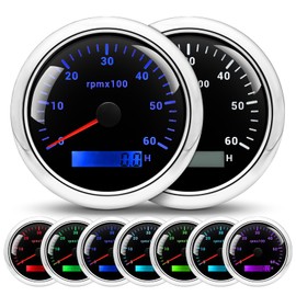 MAIMEIMI RPM Tachometer Gauge for Car 0-6000 RPM 3-3/8" 85mm Waterproof RPM Gauge 12V/24V Pulse Tach Meter for Gasoline, Diesel & Outboard Engine 1-10 Cylinder
