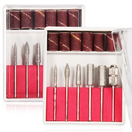 12 Pcs Nail Drill Bits, Drill Bit Set Nails, 3/32" Professional Nail Bits for Nail Salon Acrylic Art, Manicure and Pedicure with 12 sanding Bands