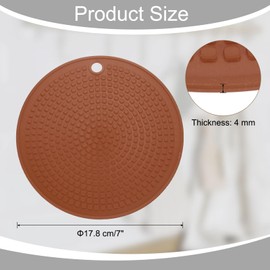 uxcell 2 Pcs Silicone Trivets Mats for Hot Pots and Pans, 7" Round Hot Pot Holders Multi-Purpose Heat Resistant Trivet with Hang Hole for Pots & Hot Dish, Countertops (Coffee)