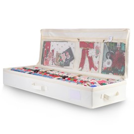 Cong.Lai Wrapping Paper Storage: Storage Bag for Wrapping Paper - Waterproof 600D Oxford Fabric - Wrapping Paper Rolls Organiser with Compartments 90 x 30 x 12 cm Beige
