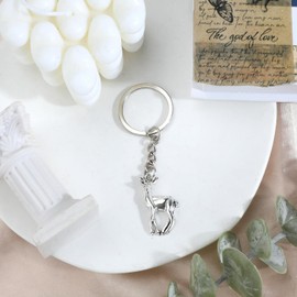 MUCOOS Beautiful Small Silver Deer Keyring, Cute Guardian Keyring, Lucky Charm, Gift for Women, Back to School Gift, Birthday Gift, colour