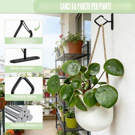 2 Ganci da Soffitto per Piante Sospese, 7.5 cm Ganci in Metallo con Fermo di Sicurezza, Supporto da Parete Robusto per Vasi, Cesti di Fiori, Lanterne, Luci, Mangiatoie per Uccelli, Decorazioni Casa