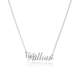 Hidepoo Willow Necklace - 18K Gold Plated Name Necklace for Women - Silver Name Necklaces