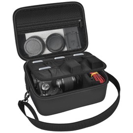 Digital Camera Case Compatible with Canon EOS Rebel T7/ 90D/ 4000D/ T100 DSLR Cameras, Also for Sony Alpha a6400/ a6100/ a6700/ a6000/ A6600/ a6300 Mirrorless, Holder for SD Card and More (Box Only)