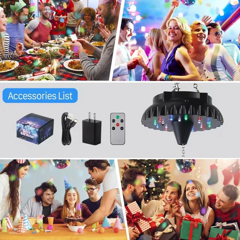 Disco Ball Motor Rotating with Light: Rechargeable Disco Ball Spinner