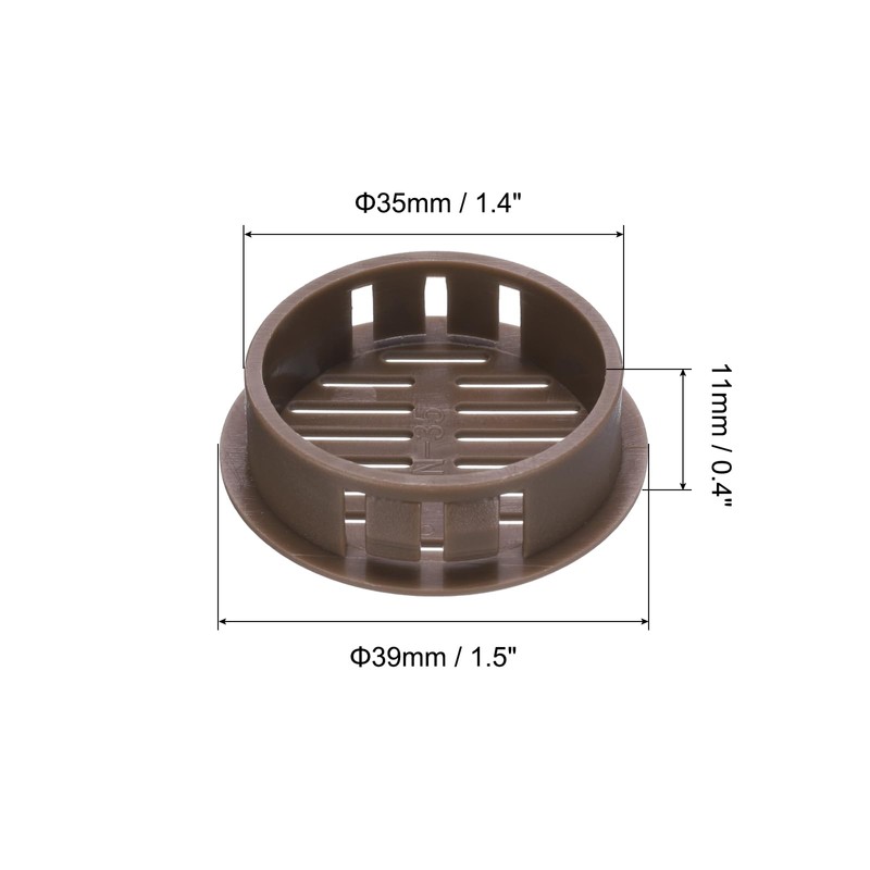 sourcing map 10Pcs 35mm/1.4in Air Vents Circular Soffit Vents, Brown