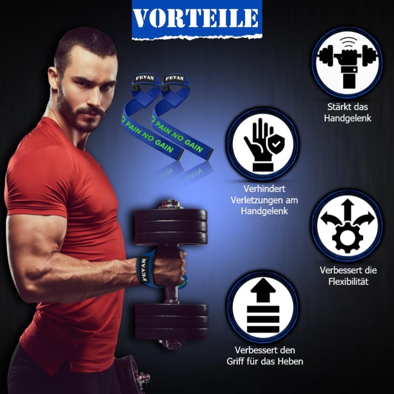 FEVAN Gym, Weightlifting, Weightlifting, Powerlifting, Gym, Deadlift - Lifting Straps