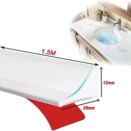 Yuexitech Schwallschutzleiste Dusche, Selbstklebende Duschwanne Dichtungsstreifen, Silikon Schwallschutz Dusche, Duschwanne Seal, Dusche Boden Wasser Barriere Für Küche, Bad (weiß,1..5m)