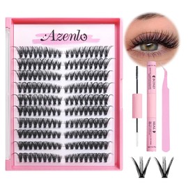 Azenlo Natural Lash Clusters Kit Wispy Eyelash Clusters 120 pcs Cluster Eyelash Extensions C Curl Individual Lashes 10-16 mm Mix Length Natural Look (Left&Right 30D KIT 120Pcs)