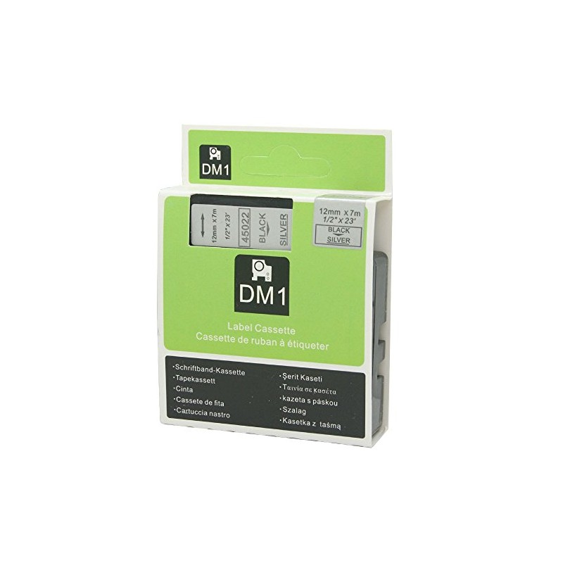 BROVACS 1 x Black on Silver Label Tape Compatible with